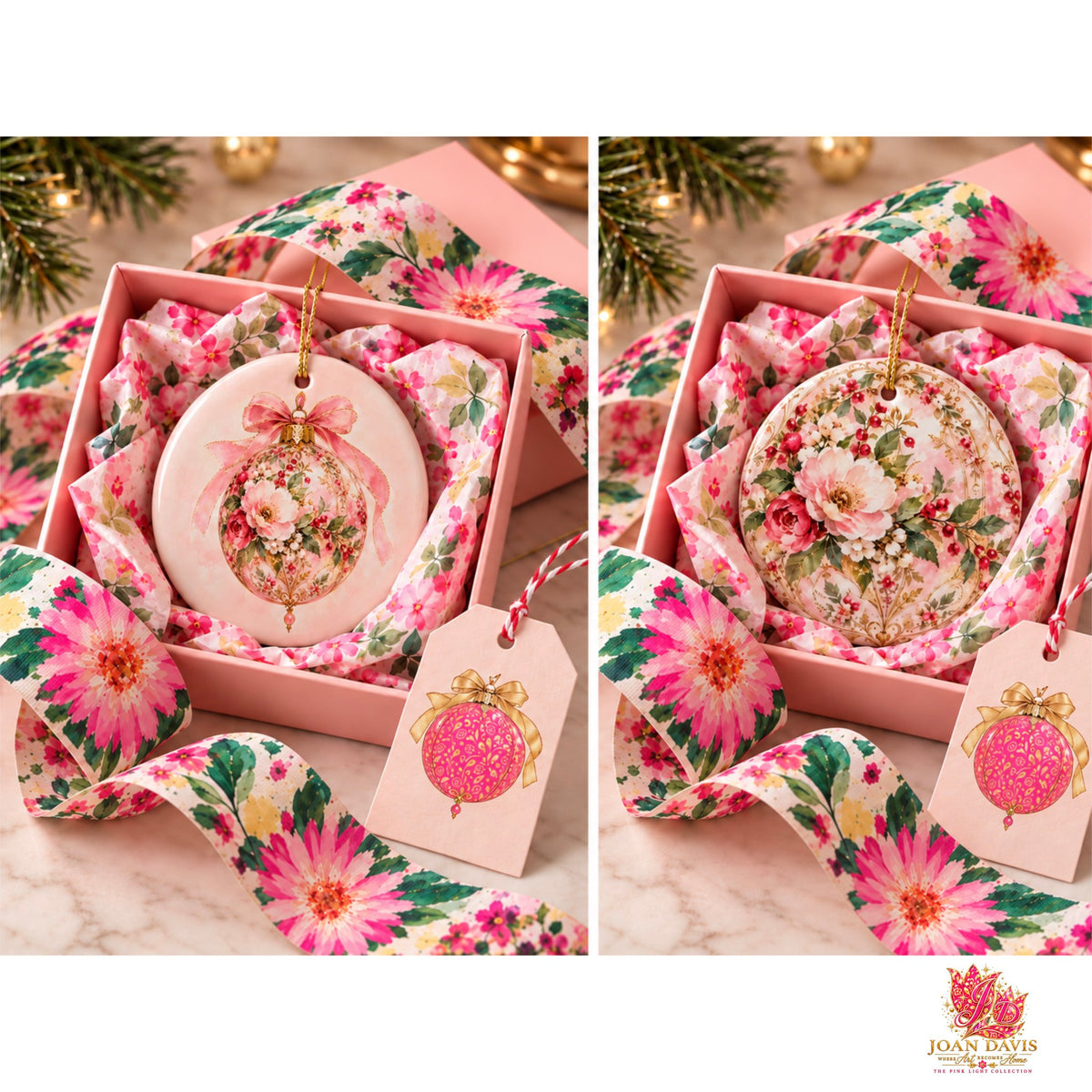 Pink Light Flower Reversible Ornament