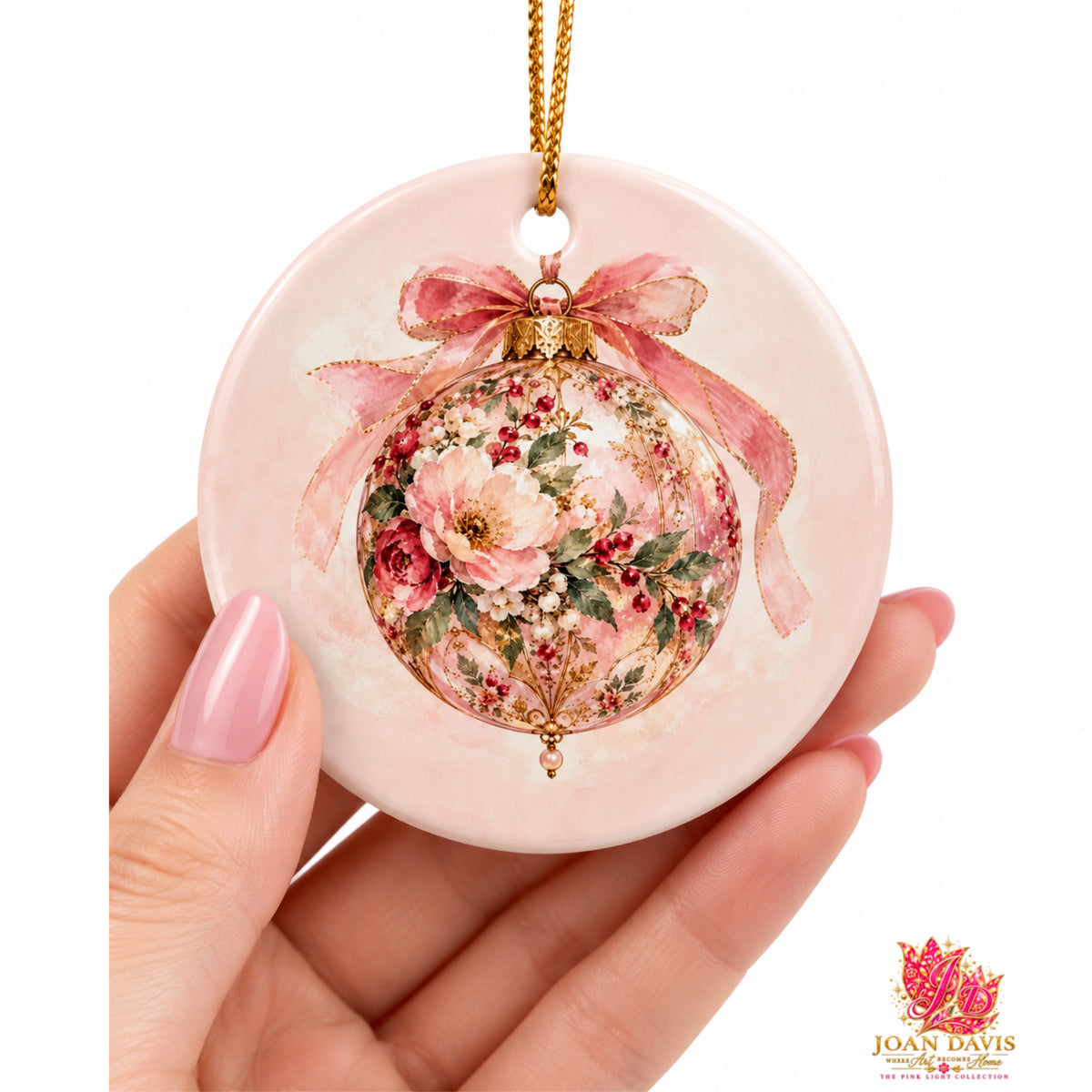 Pink Light Flower Reversible Ornament