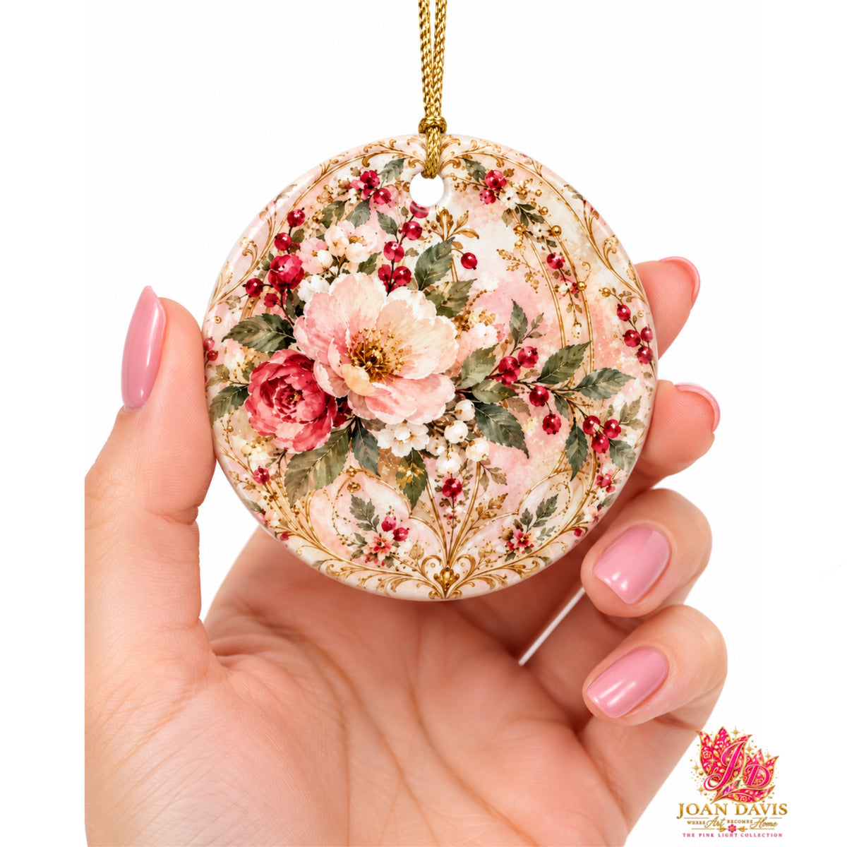 Pink Light Flower Reversible Ornament
