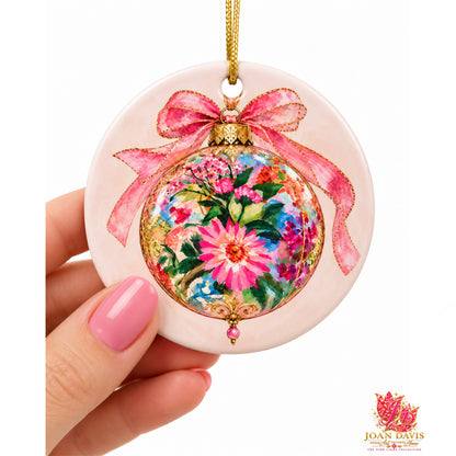 Pink Light Star Flower Reversible Ornament