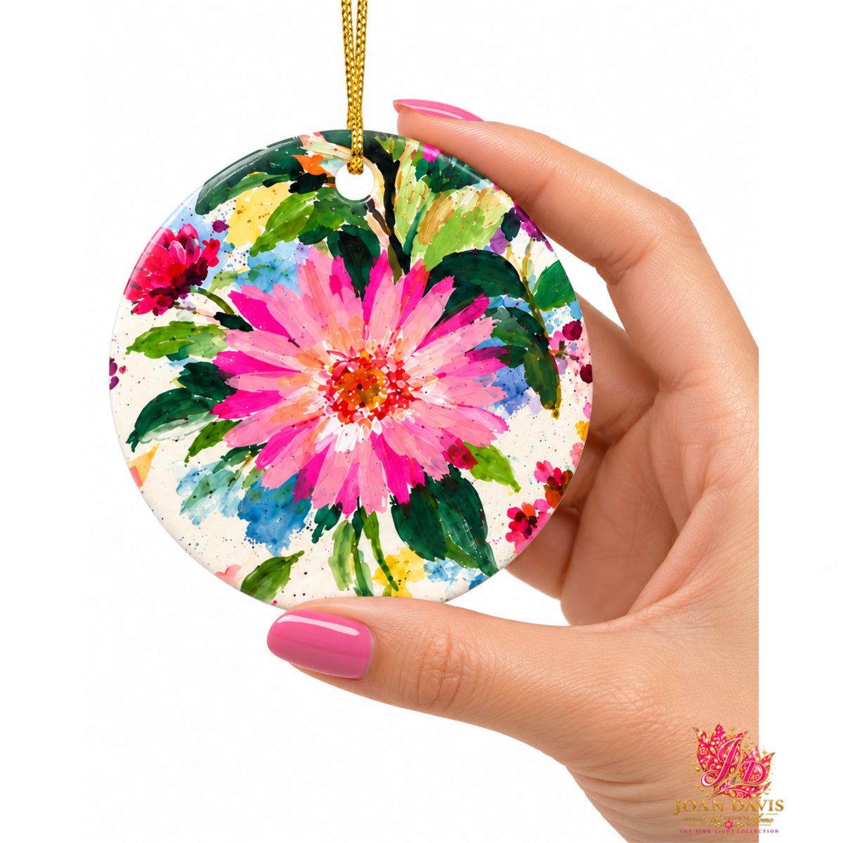 Pink Light Star Flower Reversible Ornament