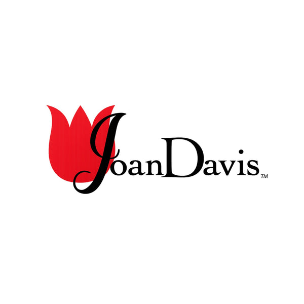 Joan Davis logo with a red tulip on a white background