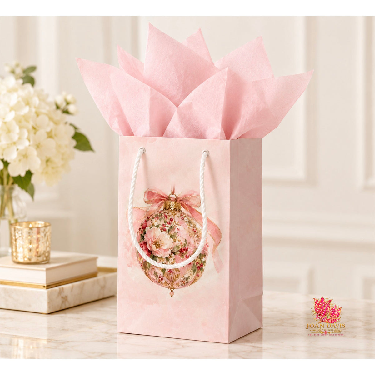 Pink Light Christmas Gift Bag — Small