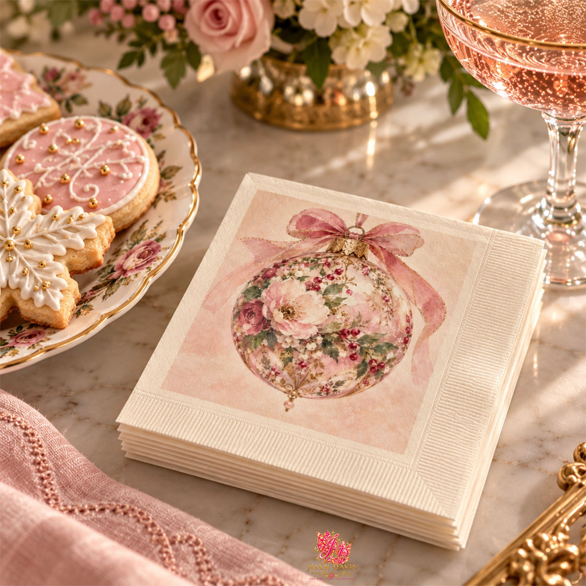 Pink Light Christmas Cocktail Napkins | Set of 10